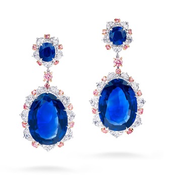 Earrings with Burmese sapphires and diamonds
