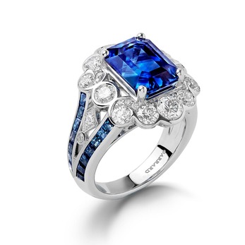 Ring with sapphires and diamonds