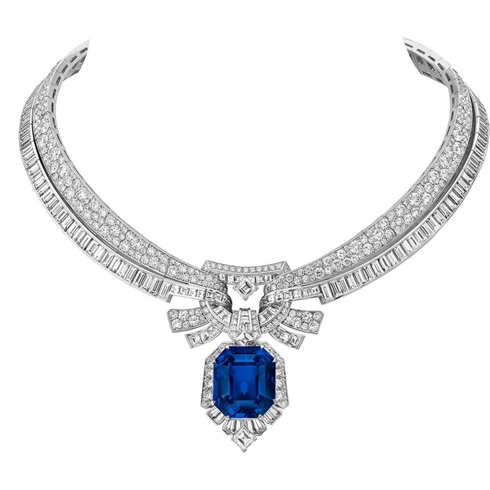 Maiolica necklace with sapphire and diamonds