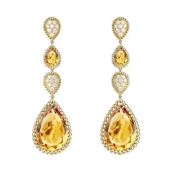 Serpent Bohème earrings with citrine and diamonds in yellow gold
