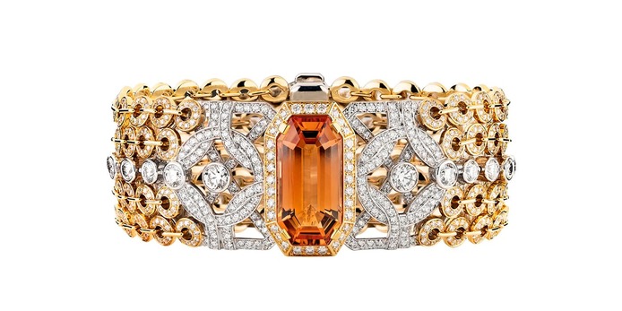 'Secrets d'Orient' topaz bracelet with citrine and diamonds in yellow and white gold