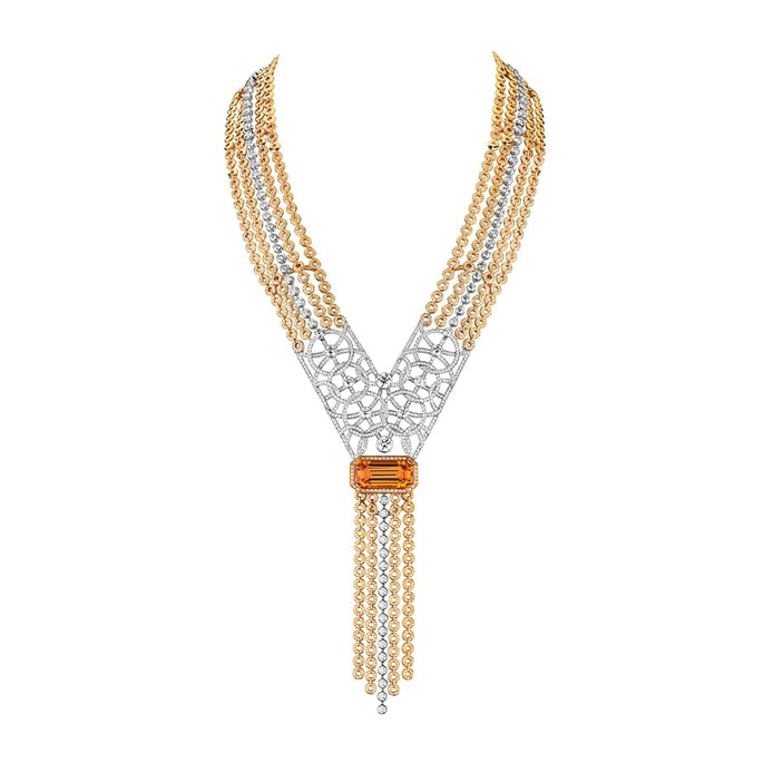 'Secrets d'Orient' necklace with topaz and diamonds in yellow and white gold