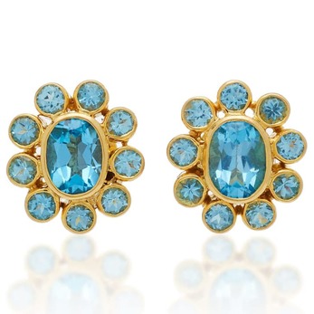 Earrings with topaz in yellow gold