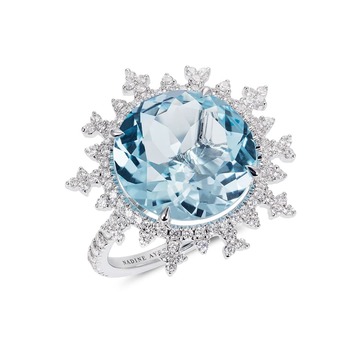 'Tsarina' ring with topaz and diamonds in white gold 