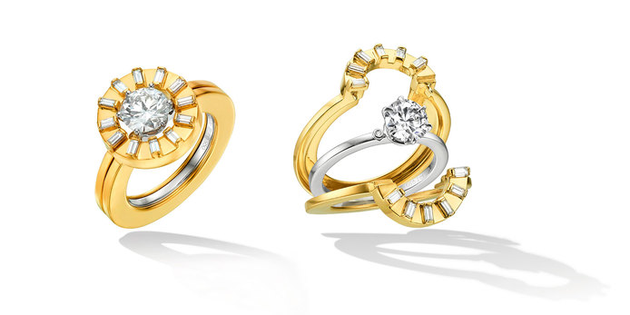 TU opening engagement ring in yellow gold with diamonds 