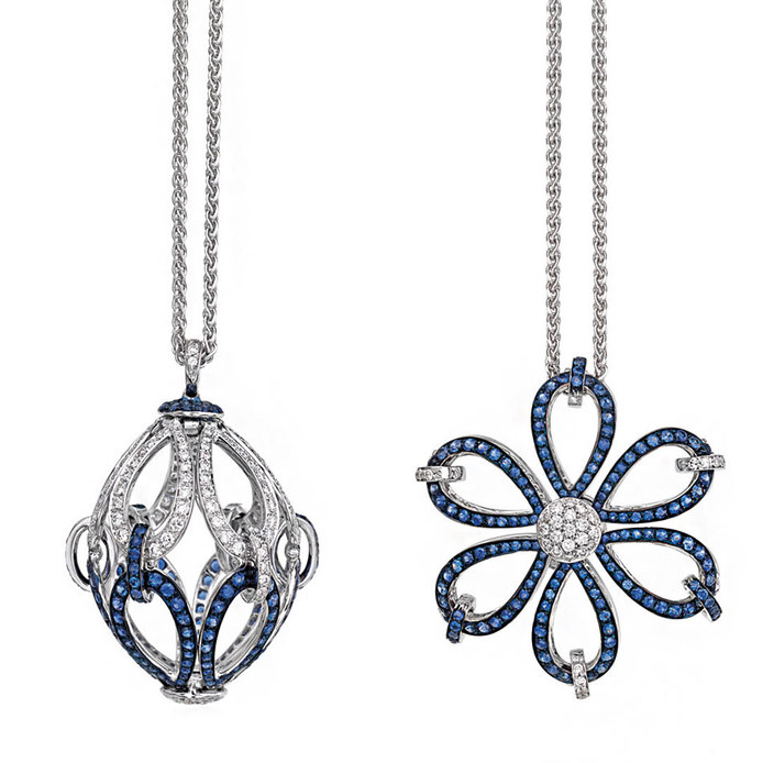 Plie' transformable necklace with sapphires and diamonds
