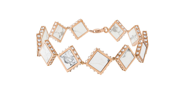 Tuwaiq collection bracelet with howlite and diamonds in rose gold