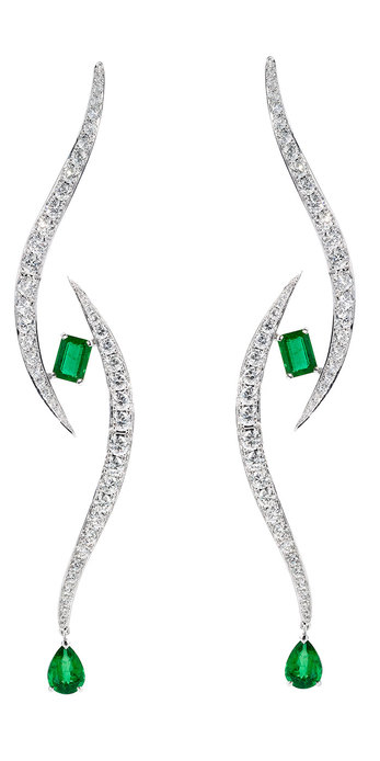 The Third Eye collection earrings with emeralds and diamonds