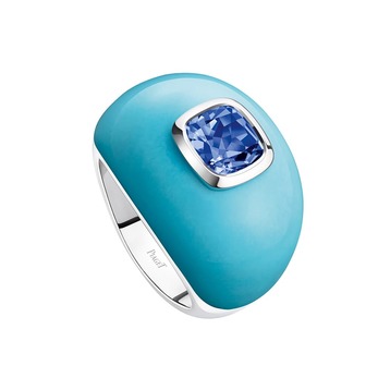 Extremely Piaget "Sunlight" ring in turquoise with a central tanzanite