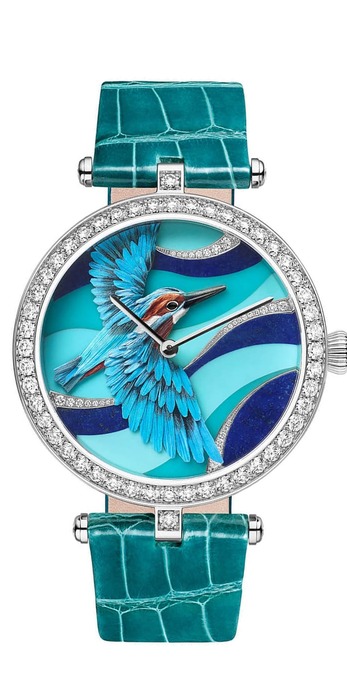Часы Lady Arpels Martin-Pêcheur Azur с бирюзой, лазуритом и бриллиантами