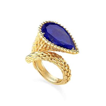 'Serpent Bohème' ring with lapis lazuli set in yellow gold
