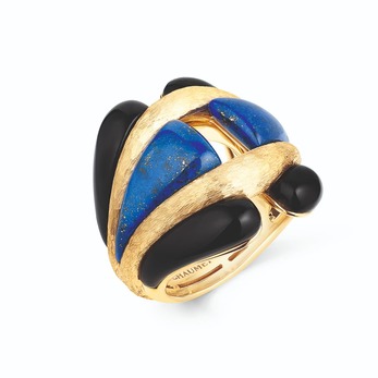 'Les Mondes de Chaumet' high jewellery ring with lapis lazuli and onyx set in yellow gold