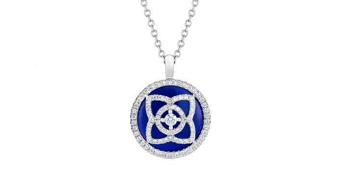 'Enchanted Lotus' pendant with lapis lazuli and diamonds