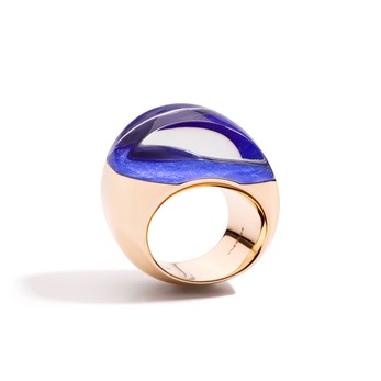 Aladino ring in 18K rose gold, lapis and rock crystal