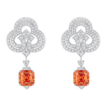 Conquêtes collection earrings with mandarin garnets and diamonds in white gold