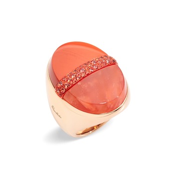 Orange du Maroc ring from Armonie Minerali collection with jasper, carnelian and orange sapphires in yellow gold