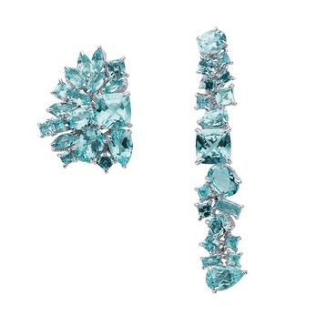 Gem Dior asymmetrical earrings with aquamarine in white gold