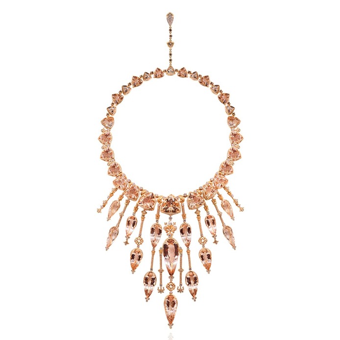 Del Fiore necklace with brown diamonds in rose gold