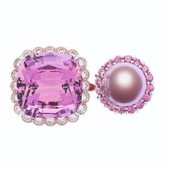 Кольцо Pearl Dior et Moi с культивированным жемчугом и кунцитом