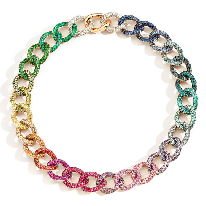 La Gioia Gourmette Caméléon necklace with multi-coloured gemstones and diamonds