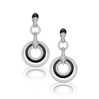 Luna drop earrings in black enamel and diamonds
