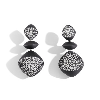 Trottola earrings in black titanium and diamonds 