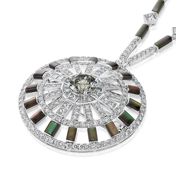 Chapman's Zebra diamond and grey mother-of-pearl medallion necklace 