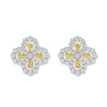 Loop earrings with yellow sapphires and diamonds