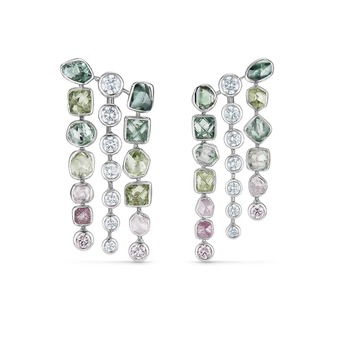 Okavango Grace ear climbers with rough and polished diamonds from the Reflections of Nature High Jewellery Collection
