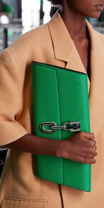 Emerald green oversized clutch bag from the Spring 2021 Ready-to-Wear collection