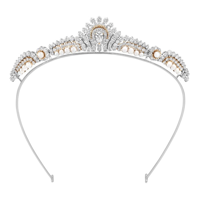 Hélios tiara with diamonds and pearls 