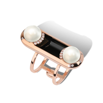 Unfold Epilogue ring with pearls and diamonds 