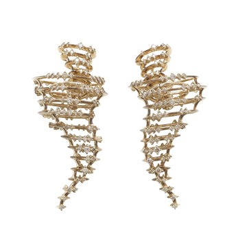 Tornado Earrings in 18k white gold with brown diamonds