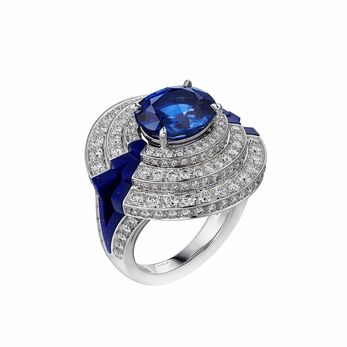 (Sur)Naturel  High Jewellery Sinope sapphire ring with lapis lazuli and diamonds in white gold 