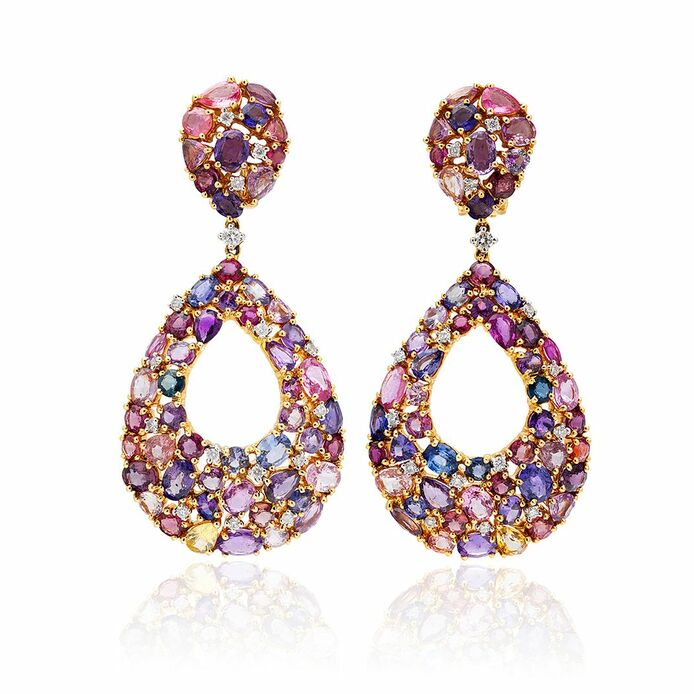 Multi-coloured sapphire earrings 