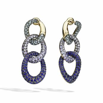 Tango earrings with aquamarines, tanzanites and blue sapphires 