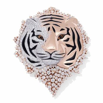 Savages Feline pendant with 7 carats of diamonds and yellow sapphires in 18k gold