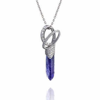 Creativity pendant with a tanzanite crystal and diamonds 