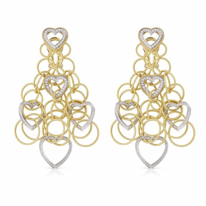 Hawaii Hearts earrings in yellow and white gold with diamonds