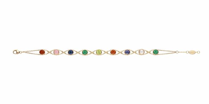 ABC bracelet that uses coloured gemstones to spell out words of love 