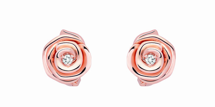 Dior Rose stud earrings in 18K rose gold with diamonds 