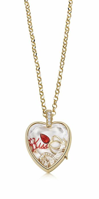 Amate Heart locket in 18K yellow gold and diamonds