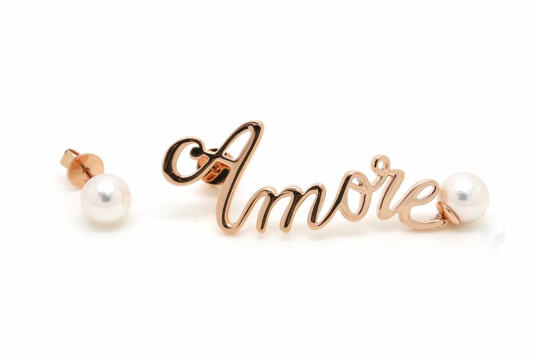 Amore earrings in 18K pink gold and Akoya pearls 