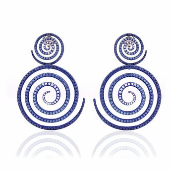 Kaleidoscope of Hope earrings  with blue sapphires and diamonds
