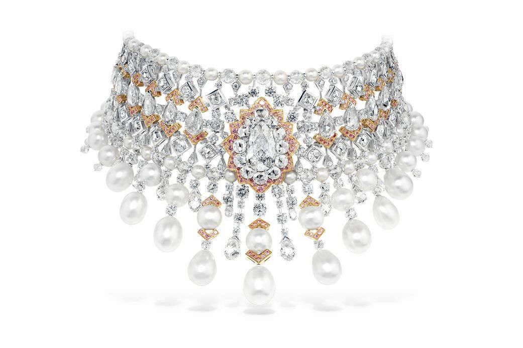 The Empress Choker choker from the Reflections collection with pearls and rose-cut white diamonds 