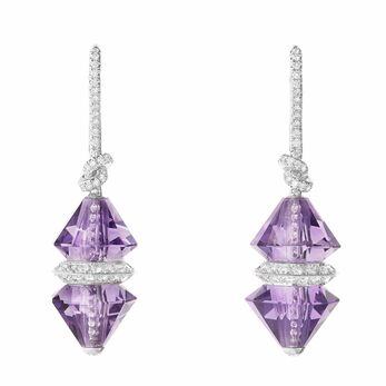 Fancy-shaped amethyst and diamond earrings 
