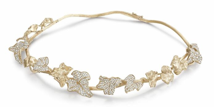 Ivy choker with diamonds in 18k yellow gold 