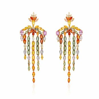 Desert Blooms Wildflower chandelier earrings with multicoloured sapphires
