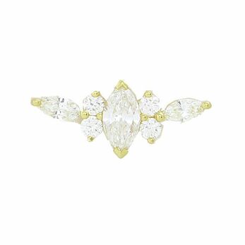 Stud earring with marquise-cut diamonds in yellow gold 