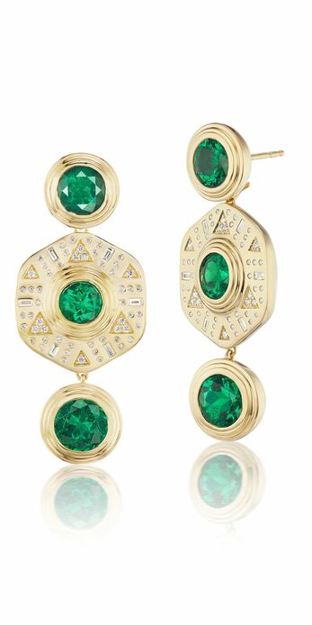 Muzo Colombian emerald earrings in 18k yellow gold 